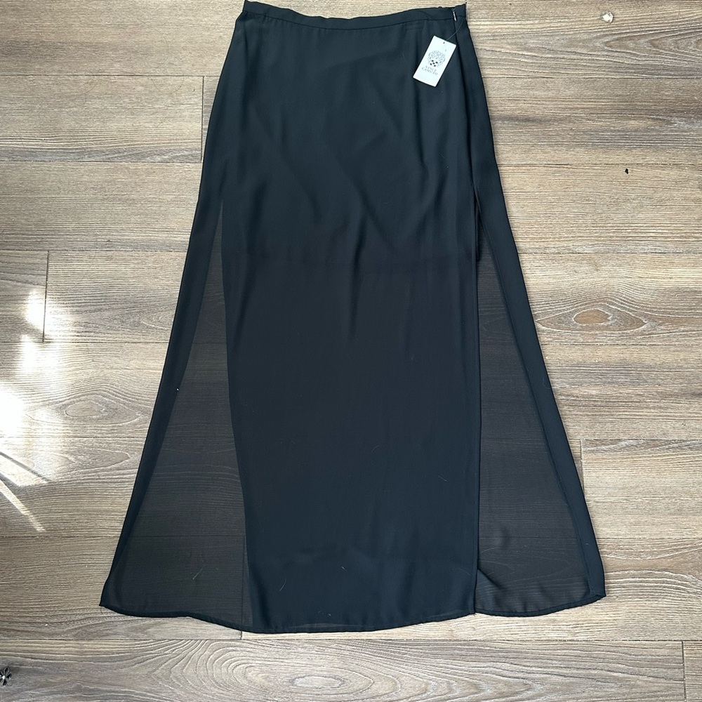 NWT Vince Camuto Elegant Black Sheer Lined Size 4 Maxi Skirt - Picture 3 of 5
